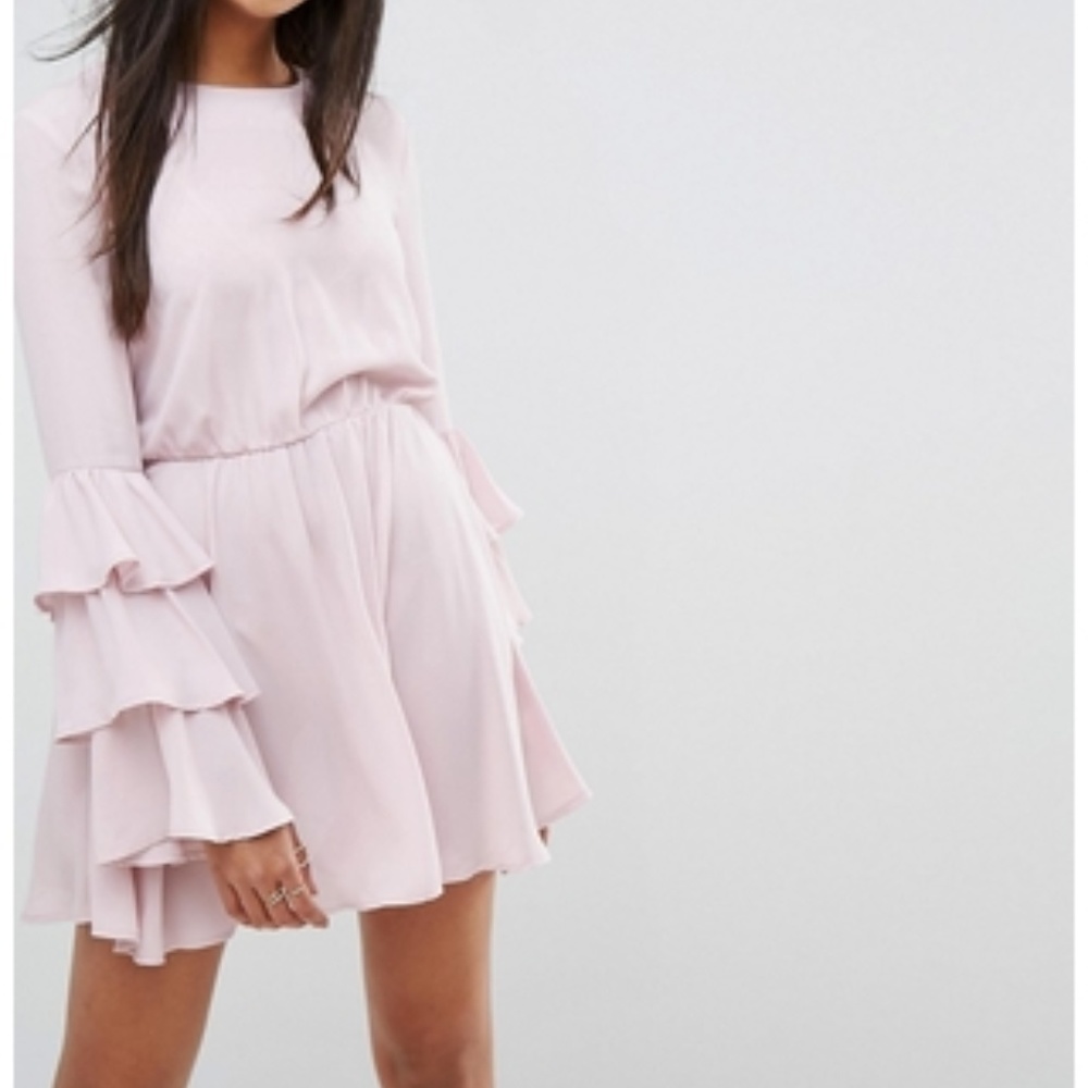 Ivyrevel Long Sleeve Pink Mini Dress With Ruffle Sleeves, Size XS